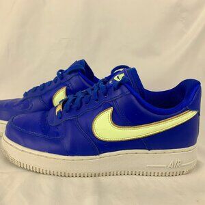 Nike Air Force 1 Low Blue Volt Gold Swoosh AO2132-402 Men’s 8 / Women’s 9.5